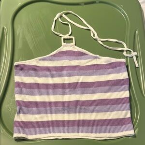 Striped Halter Top in Purple and White